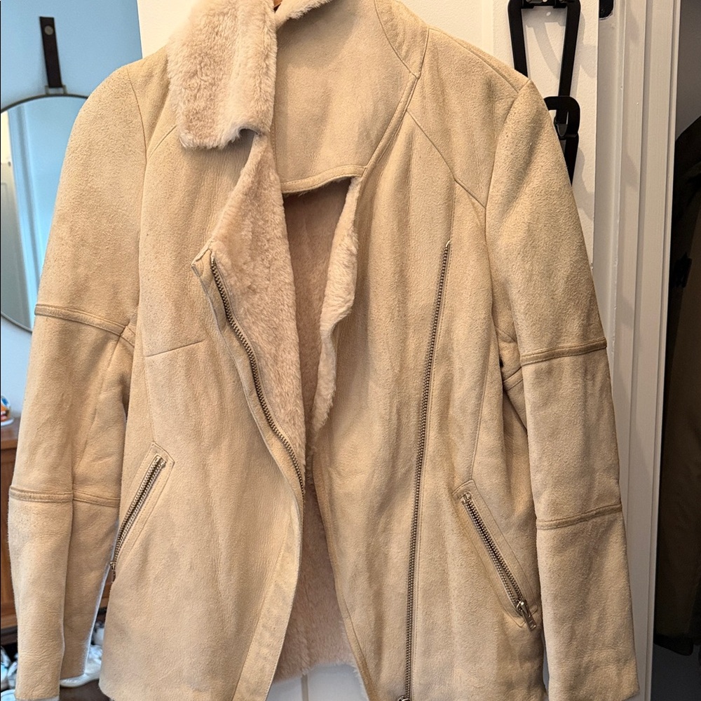 Reiss cream/Beige sheepskin/shearling Jacket